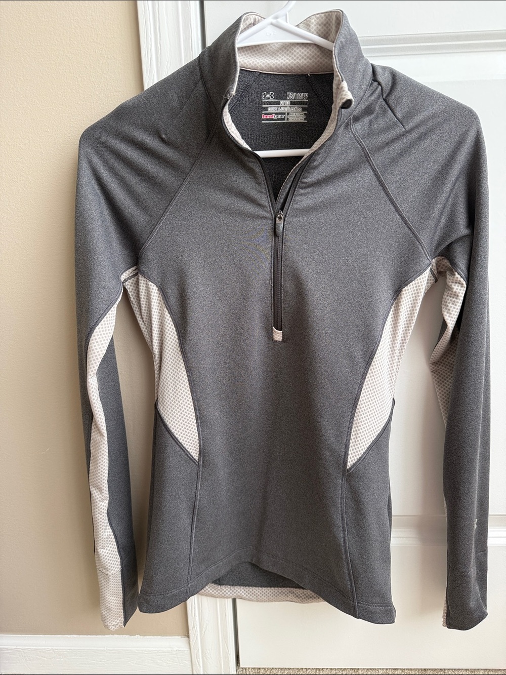 Under Armour Gray and Cream Quarter-Zip Performance Pullover